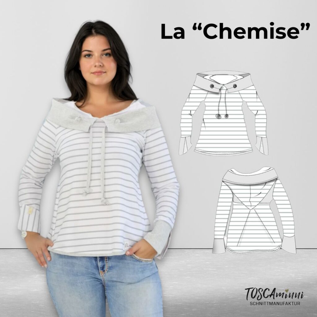 Schnittmuster Hoodie "la Chemise" Gr. 34-54 | romantisch