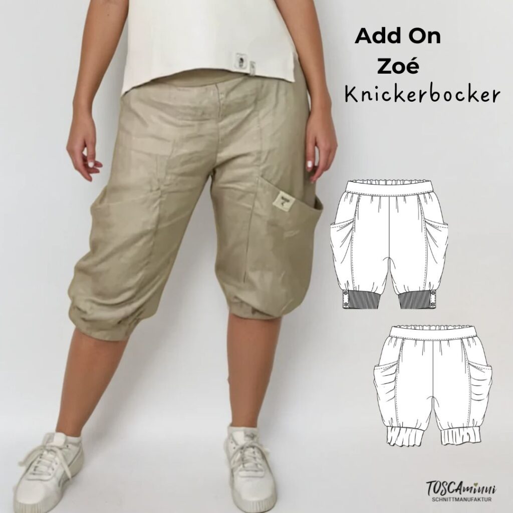Add On Schnittmuster Hose Zoé kurze Version Gr. 34-54