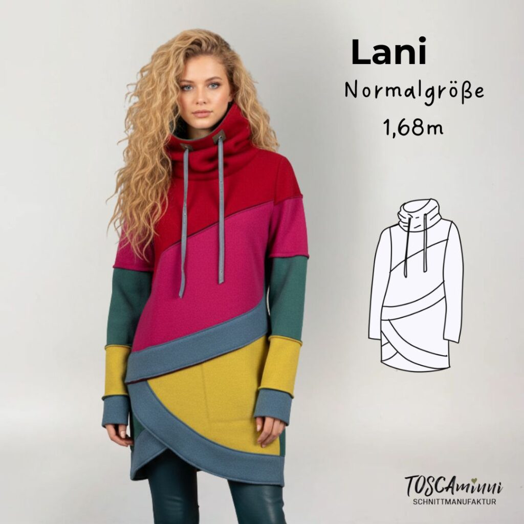 Schnittmuster Damenshirt Lani von TOSCAminni – Longshirt nähen für Damen, ideal zur Stoffresteverwertung