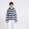 Schnittmuster Oversize Jacke Damen Francine in gestreifter Version, lockerer Oversize Schnitt mit Kapuze