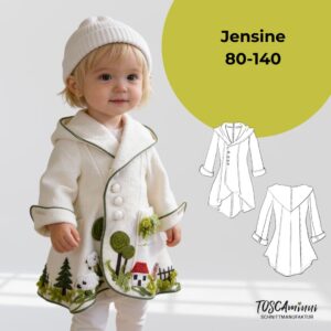 Walkmantel Schnittmuster Kinder – Schnittmuster Jensine minni Größe 80 bis 140 mit Modellfoto
