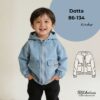 Produktbild mit einem lächelnden Jungen, der die Kapuzenjacke Dotta präsentiert nach einem Schnittmuster von TOSCAminni-Schnittmanufaktur
