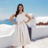 Elegantes Leinenkleid nähen – Schnittmuster Elele in sommerlicher Kulisse